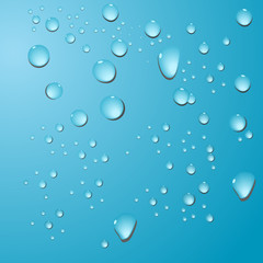 Drops of cool realistic vector in blue background