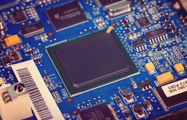 chip on motherboard (mainboard) with controllers, ports and wire