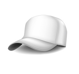 Isolated realistic white  sports baseball cap. Vector illustration