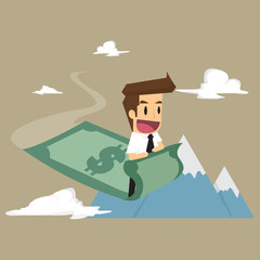 businessman riding money finance survey