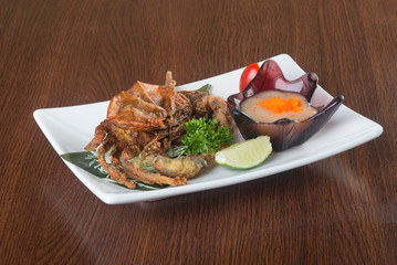 japanese cuisine. crab on the background