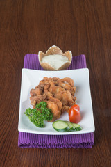 japanese cuisine. fried chicken on the background