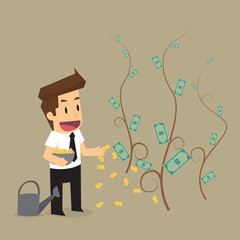 businessman sow the currency