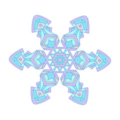Hand-drawn doodles natural color snowflake. Zentangle mandala style.