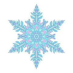 Hand-drawn doodles natural color snowflake. Zentangle mandala style.