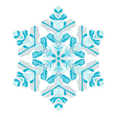 Hand-drawn doodles natural color snowflake. Zentangle mandala style.