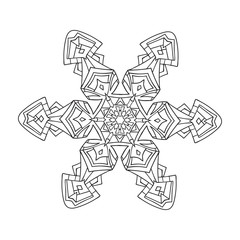 Hand-drawn doodles natural snowflake. Zentangle mandala style.