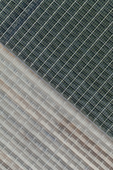 aerial view of greenhouses