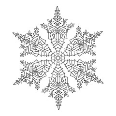 Hand-drawn doodles natural snowflake. Zentangle mandala style.