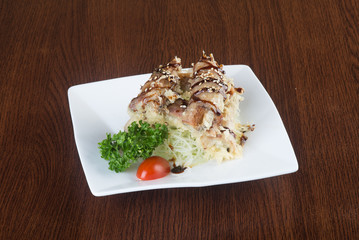 japanese cuisine. unagi or eel on the background