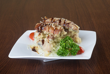 japanese cuisine. unagi or eel on the background