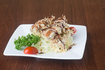 japanese cuisine. unagi or eel on the background