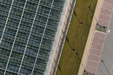aerial view of greenhouses