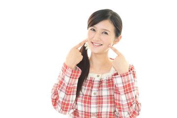 パジャマ姿の女性