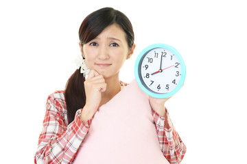 朝寝坊した女性