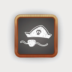 Fototapeta premium pirate hat and mask doodle