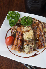 japanese cuisine. unagi or eel on the background