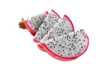 Sliced Dragon Fruit on white background