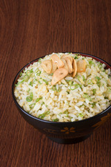 japanese cuisine. fried rice on the background