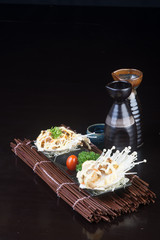 japanese cuisine. grilled shell fish on the background