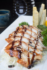 japanese cuisine. unagi or eel on the background