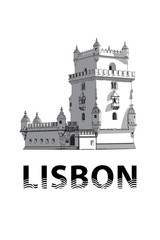 The sketch of Belem Tower  in Lisbon