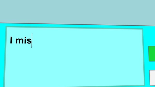 Typing SMS /  close up of display - I miss you