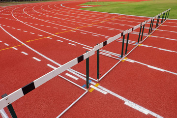 lanes of the Obstacle Race on athletic track