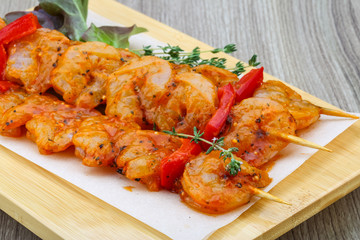 Raw prawn skewer