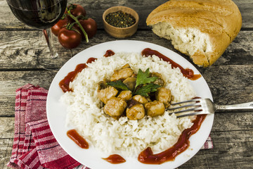rice with chicken, mushrooms and pineapple