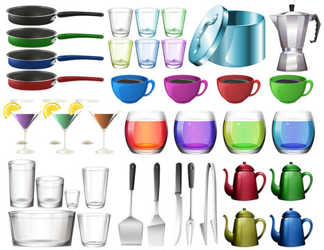 Kitchenware set with glasses