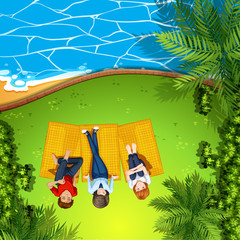 Aerial view of people at beach