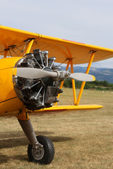 detail of the big propeller of an airplane