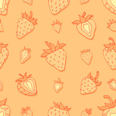 Seamless pattern Set red strawberries