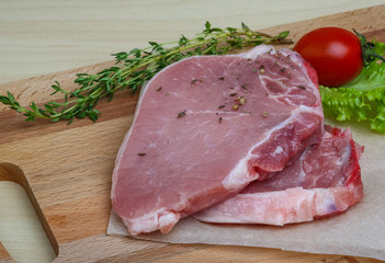 Raw pork steak
