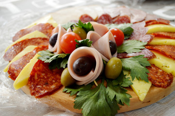 Well decorated food, canapes, cold,cuts, buffet