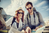 Tourist Couple Sightseeing City
