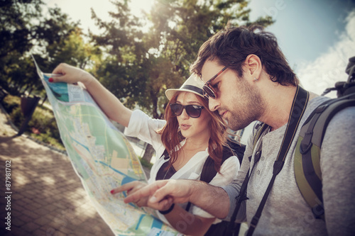 Tourist Couple Sightseeing City