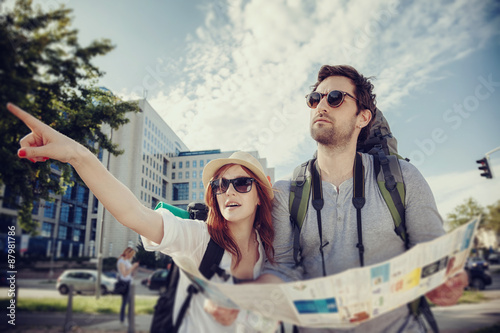 Tourist Couple Sightseeing City