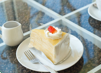 Crepe cake with strawberry.