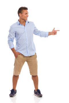 Relaxed Man Pointing
