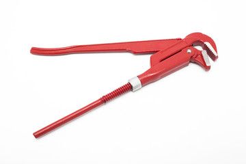 Adjustable pipe wrench isolated on white background