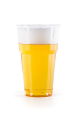 Plastic glass of beer