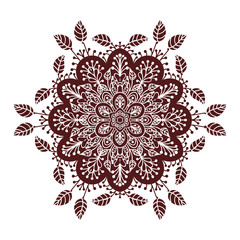 Hand drawing zentangle mandala element in marsala color