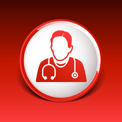 Doctor with stethoscope around his neck icon