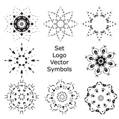 Set Hand drawing zentangle mandala logo symbols