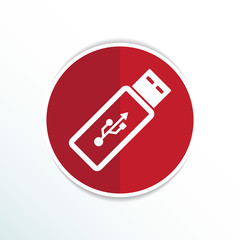 Vector usb flash drive icon on a grey flat button