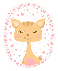 deer vector/animal vector/cute animal/cartoon animal/deer illustration/T-shirt Graphics/book illustrations/Valentine's Day greeting card/canvas prints/tattoo design/love theme cartoon/Heart vector