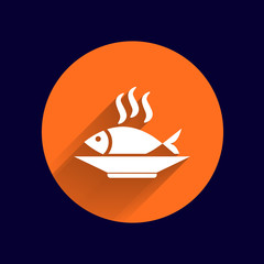 Fish menu icon logo seafood fork tuna vector