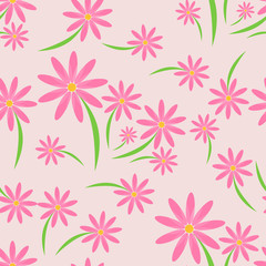 Pink flower seamless pattern vector background